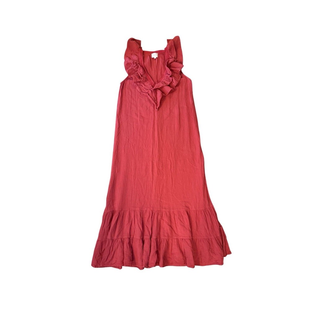 Sundays by We Are Sundays Ruffled Cardinal Remy Dress Sz L Anthropologie